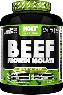NXT Nutrition Beef Protein Isolate Powder - Protein Powder High in Natural Amino Acids - Paleo, Keto Friendly - Dairy and Gluten Free - Muscle Recovery | 1.8kg (Apple)