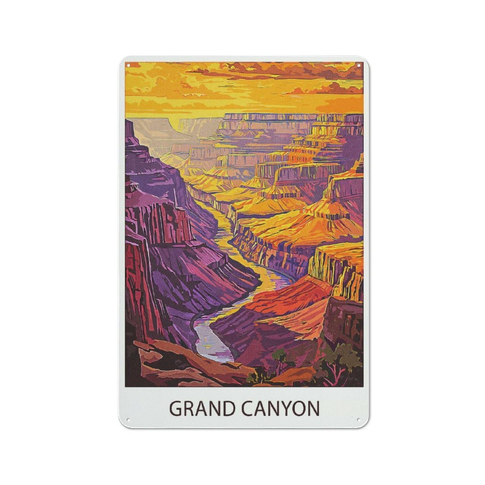 Junmoney Style-16 Rustic Tin Sign 30X20cm Featuring Grand Canyon Sunset For Café Or Home Bar, Gift Idea At Christmas For Hospitality Decor Collectors