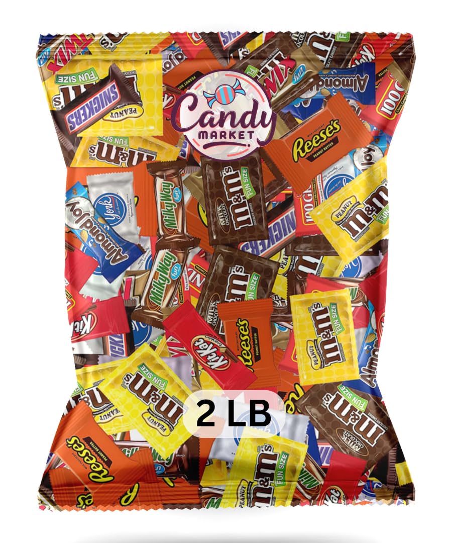 GolaxAssorted Bulk Candy Mix -Skittles, Air Heads, Swedish Fish, Sour Patch Kids, Haribo, Starburst, Jolly Rancher - Individually Wrapped Candy - By Candy Market (2 LB)