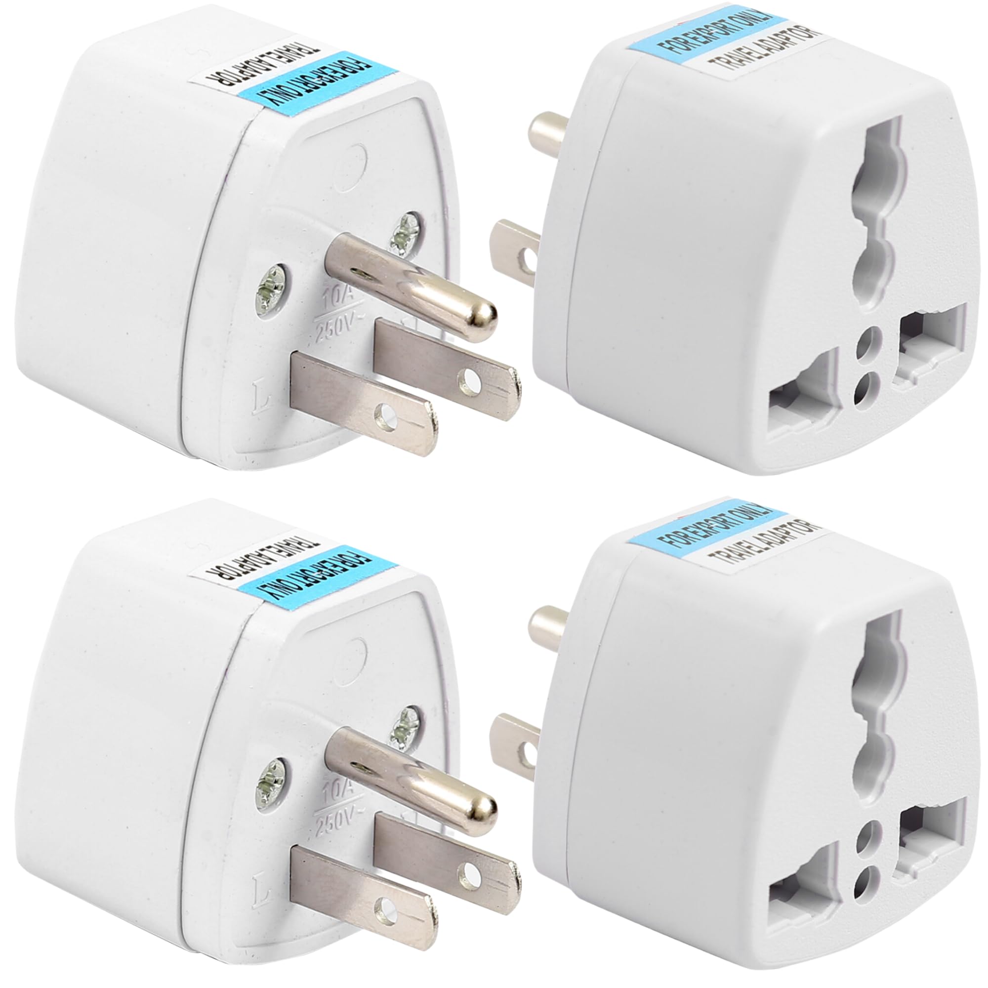 Hi-Plasst India to USA Type B Plug Adapter (Pack of 4) Universal Travel Adapter for US, Canada, Mexico, Japan, Thailand | Converter for Indian Plugs for Laptop, Camera, Chargers (10A 250V)-image-33