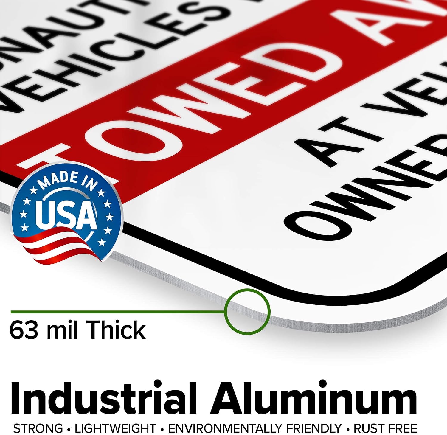 Customer Parking Only Unauthorized Vehicles Will Be Towed Away At Vehicle Owner's Expense Sign, 12"x18" Aluminum, Fade Resistance, Indoor/Outdoor Use, USA MADE By My Sign Center