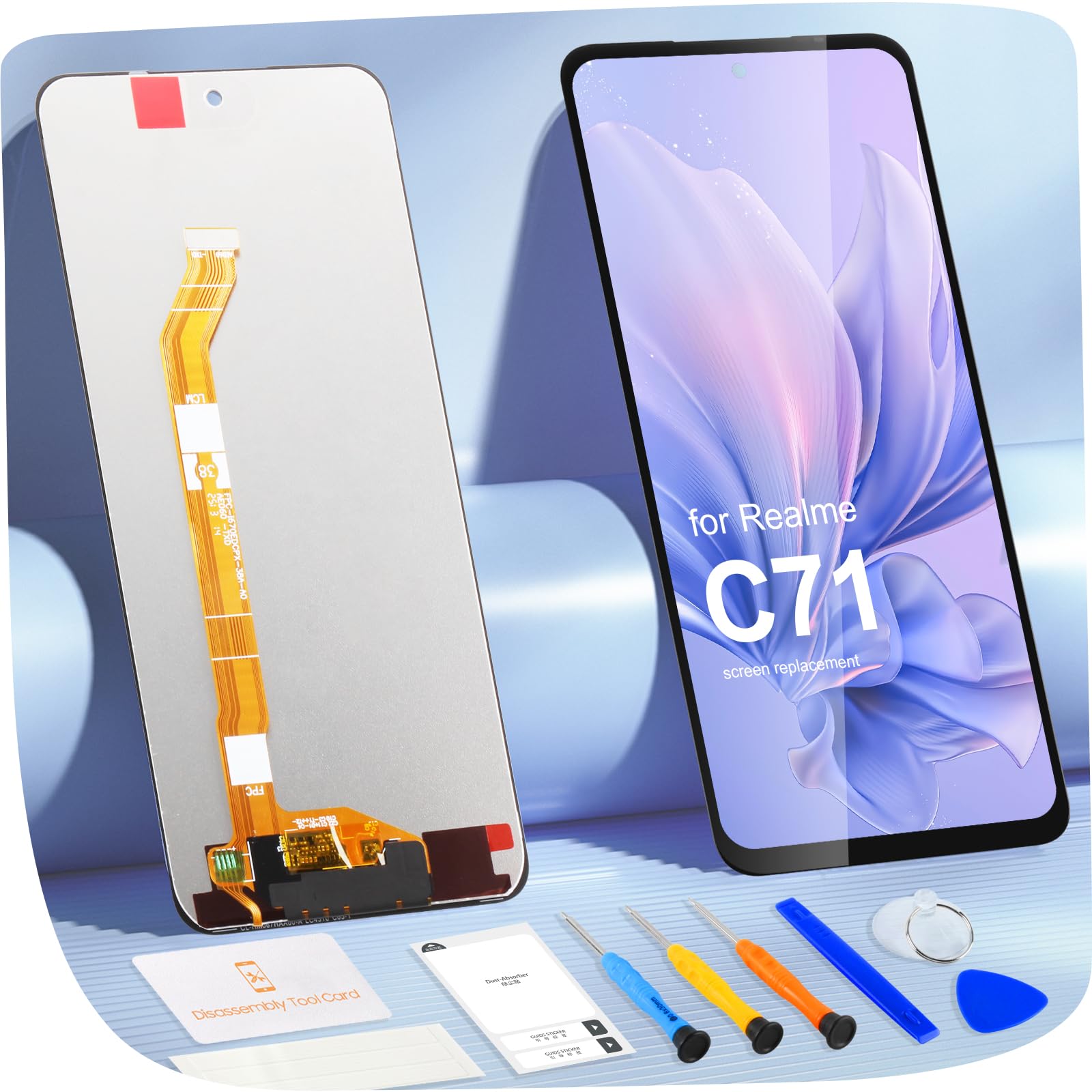 ARSSLY Display LCD per Oppo Realme C71 LCD Display per Realme C71 RMX5303 6,67 Pollici LCD Display Touch Screen Digitalizer Assembly con Riparazione Kit, Nero