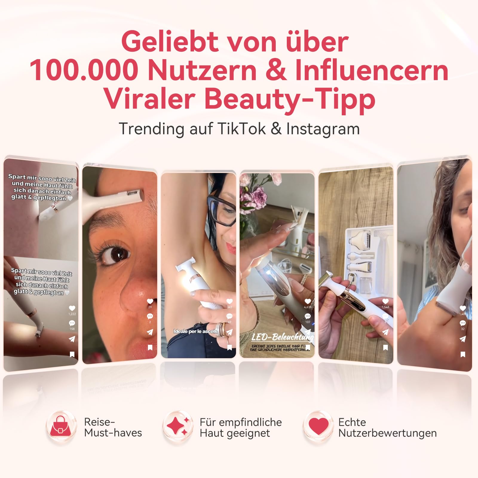 ANLAN Elektrischer Damenrasierer 4 in 1, Intimrasierer Damen & Bikini Trimmer, USB-C Wiederaufladbar, IPX6 Wasserdicht für Nass & Trockenrasur, Körperrasierer für Beine, Achseln, Gesicht & Augenbrauen