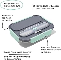 Vista 5 de BUILT Tritan Meal Prep Bento de 2 compartimentos con utensilios y bolsa de hielo, color negro