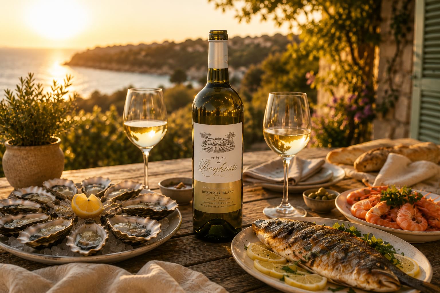 6er Weinpaket Château de Bonhoste 2021 Blanc Bordeaux Weißwein trocken (6x0,75l)