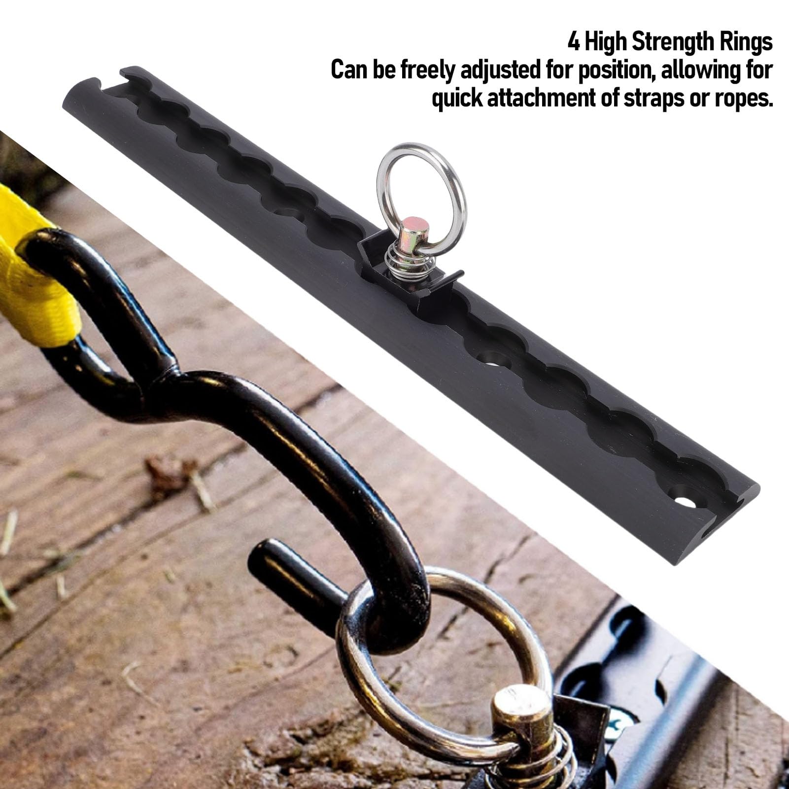 Generic L-Schienen-Zurrsystem, 304 Mm Aluminium-L-Schiene mit 8 O-Ring-Anschlüssen, für Motorräder, Geländefahrzeuge, Dirtbikes, Pickup-Trucks und Geschlossene Anhänger (Black)