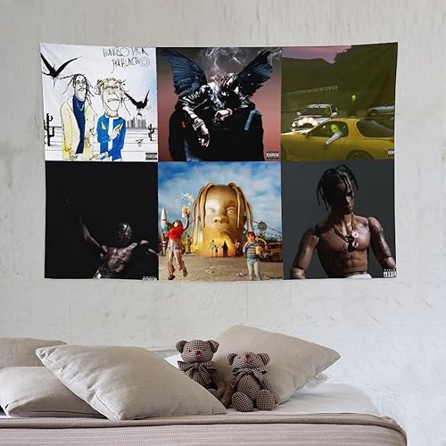 Miniatura 6 de Tapiz de rapero Travis, decoración del hogar, álbum de pared de cantante, arte de pared, póster para colgar en la sala de estar, dormitorio,