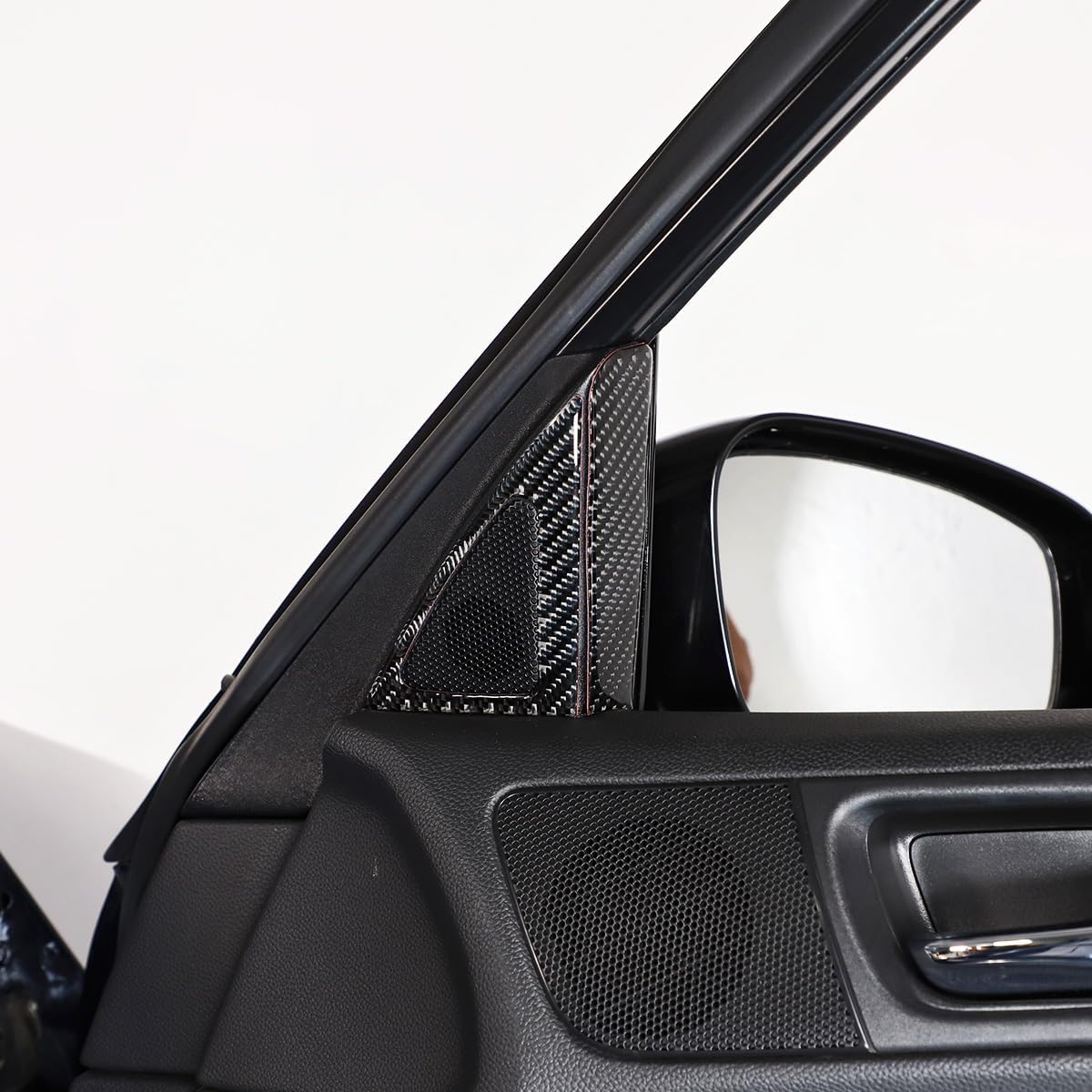 Fit for Infiniti G-Series G37 2008-2013 G35 2007-2008 G25 2011 2012 Q60 2014 2015,Soft Real Carbon Fiber Decoration Inner A-Pillar Speaker Horn Panel Trim Sticker 4PCS (Black Carbon Fiber)