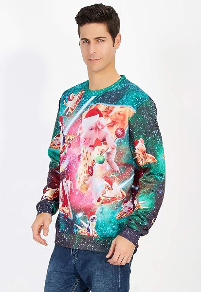 Rave on Friday Noël Pull Sweat-Shirts 3D Impression Manches Longues Ugly Christmas Sweater S-XXL - 3