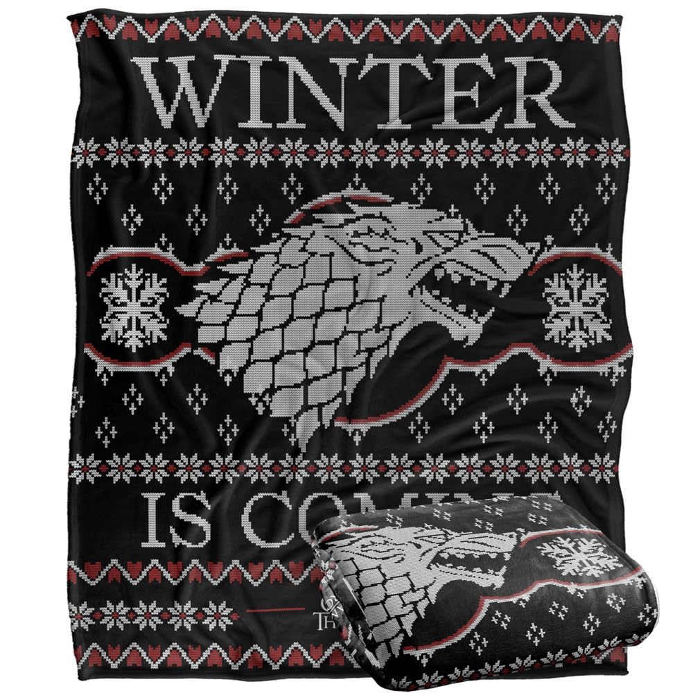 Logovision Multicolor Game Of Thrones Blanket, 152 X 127 Cm Winter Is Coming Ugly Christmas Sweater Silky Touch Super Soft Throw Blanket