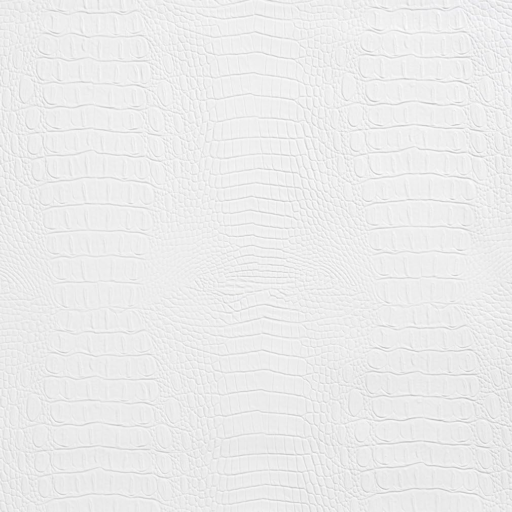 G278 Shiny White Embossed Alligator Upholstery Vinyl by The Yard