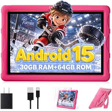 2026 Android 15 Tablet,10.1 inch Tablet with Drop-proof Case,30GB8+22GB RAM+64GBROM/1 TB Expand,Octa-core Processor,800x1280HD,Split Screen,Face Unlock,WiFi6,Bt5.0,8MP+13MP,8000mAh,Gemini AI,Red
