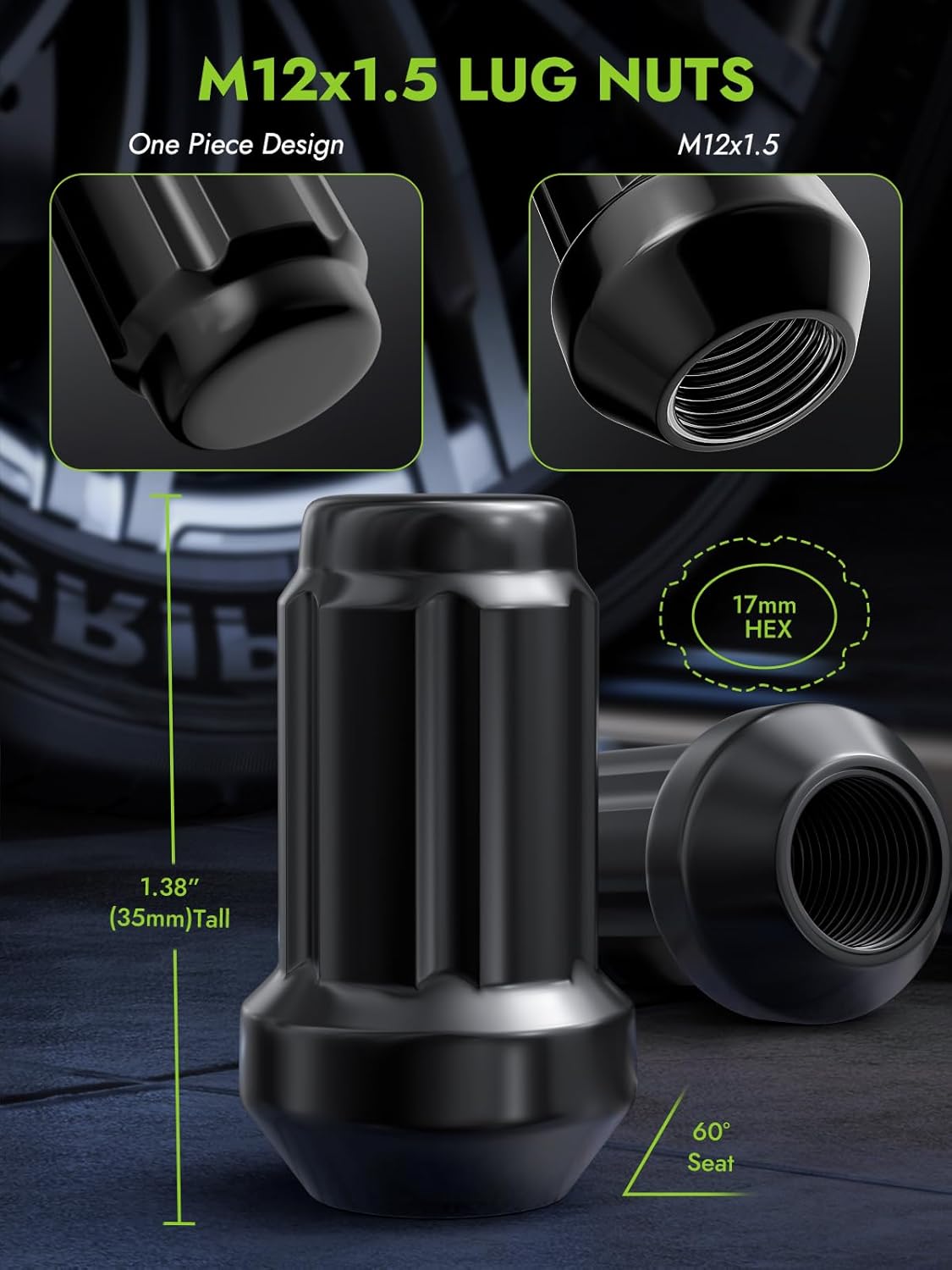 AUTOPTIM M12x1.5 Spline Lug Nuts & 6 Spline Lug Nuts Socket Key