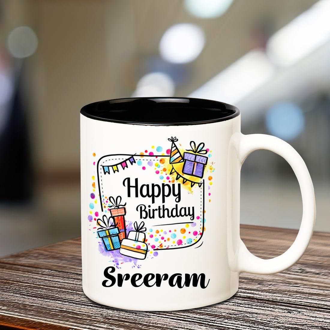 Huppme Happy Birthday Sreeram Inner Black Coffee Name Mug