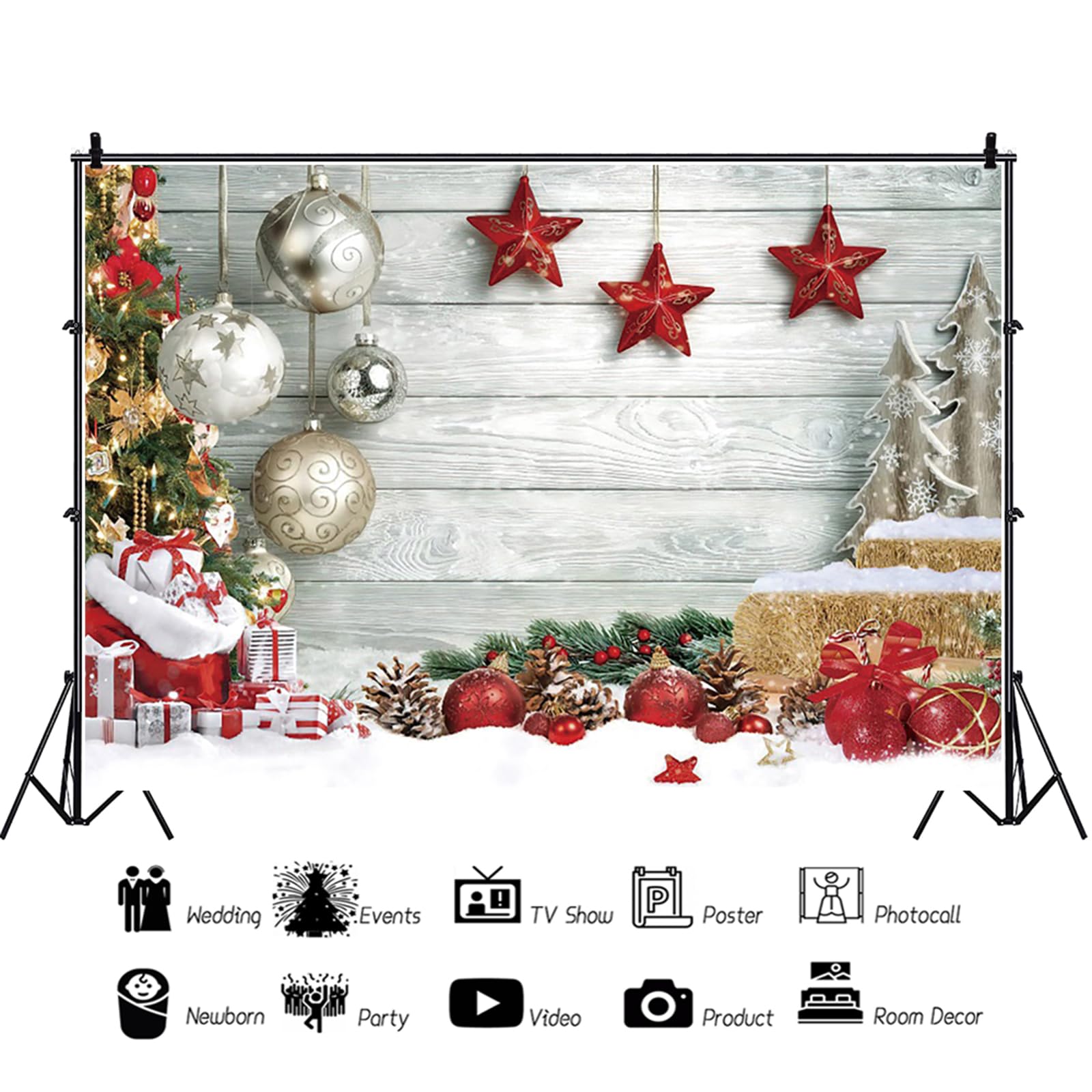 LTLYH 7x5ft Christmas Photography Backdrop Winter Snow