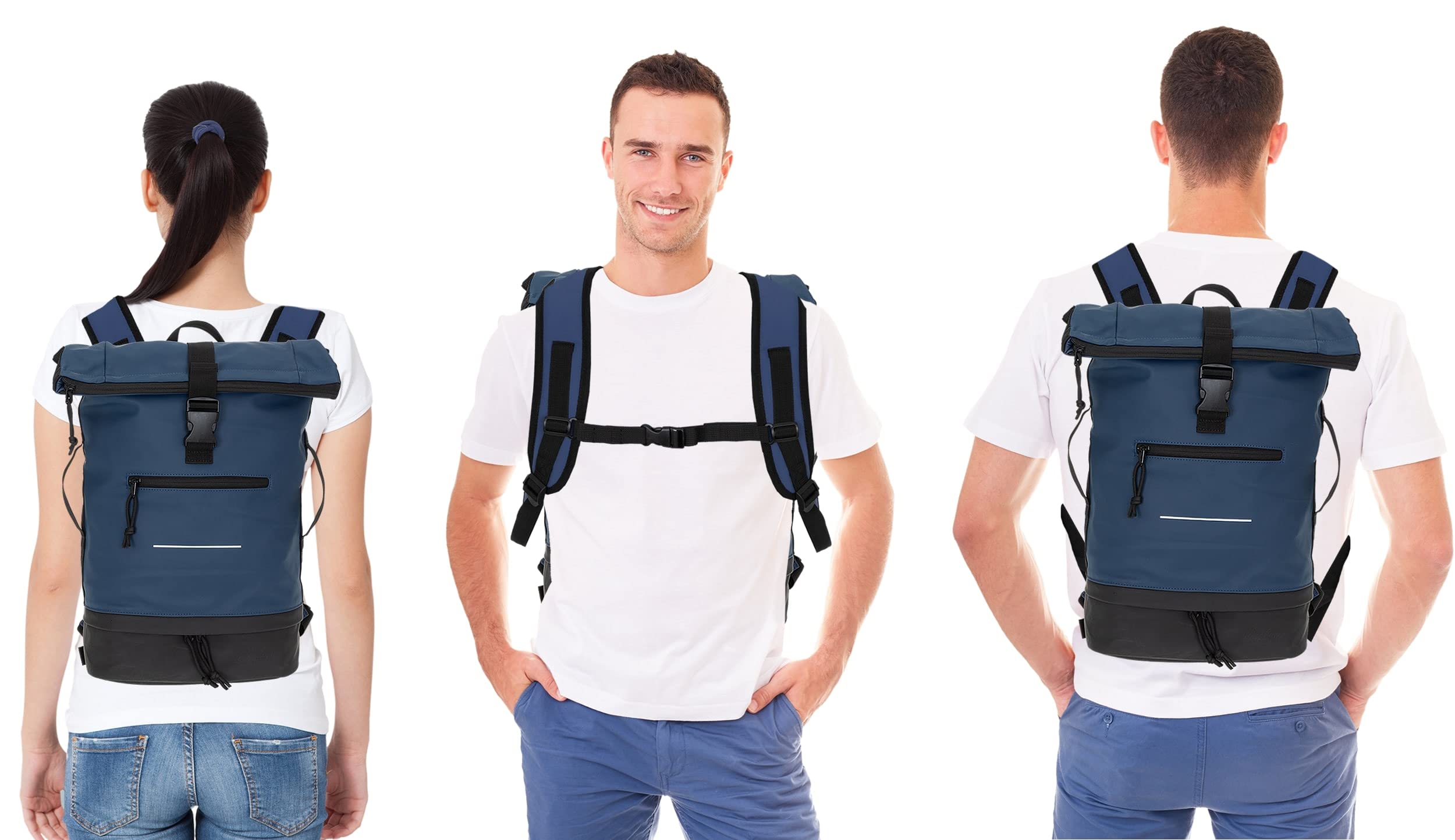 Elephant Rucksack Herren Damen Plane Time Bag COMP Fahrradrucksack Kurierrucksack Roll-Top A4 mit Laptopfach, Bodenfach 12823 + Flasche