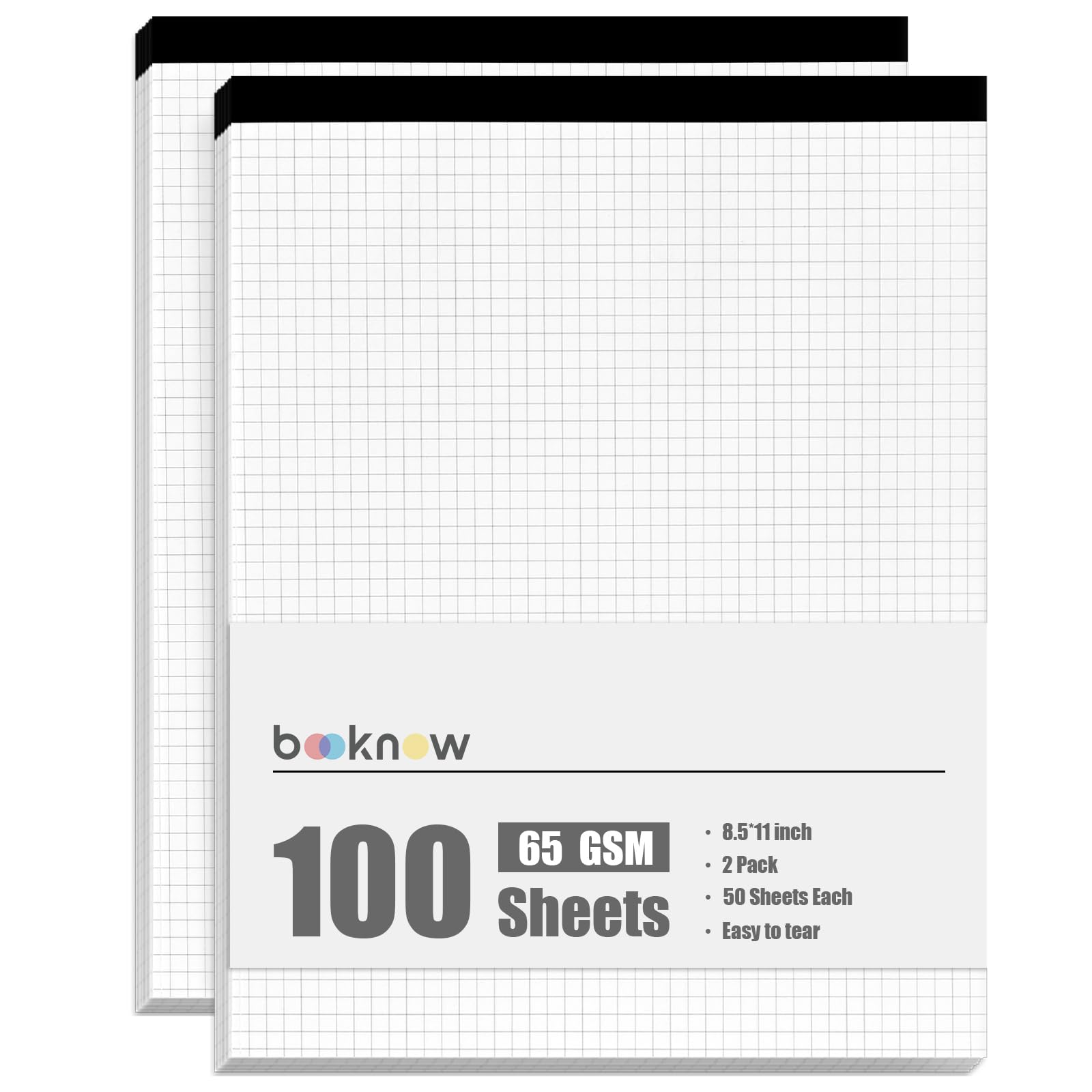 Bloc-notes quadrillé blanc BOOKNOW de 21,6 x 27,9 cm en lot de 2 pour les écrits du quotidien