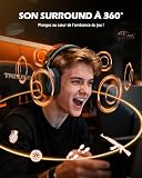 NUBWO G06 Double Casque Gaming sans Fil avec Microphone pour PS5, PS4, PC, NS, Mobile: 2,4 GHz Wireless + 5,3 Bluetooth - Batterie de 100 Heures - Pilotes de 50mm - Orange - 6