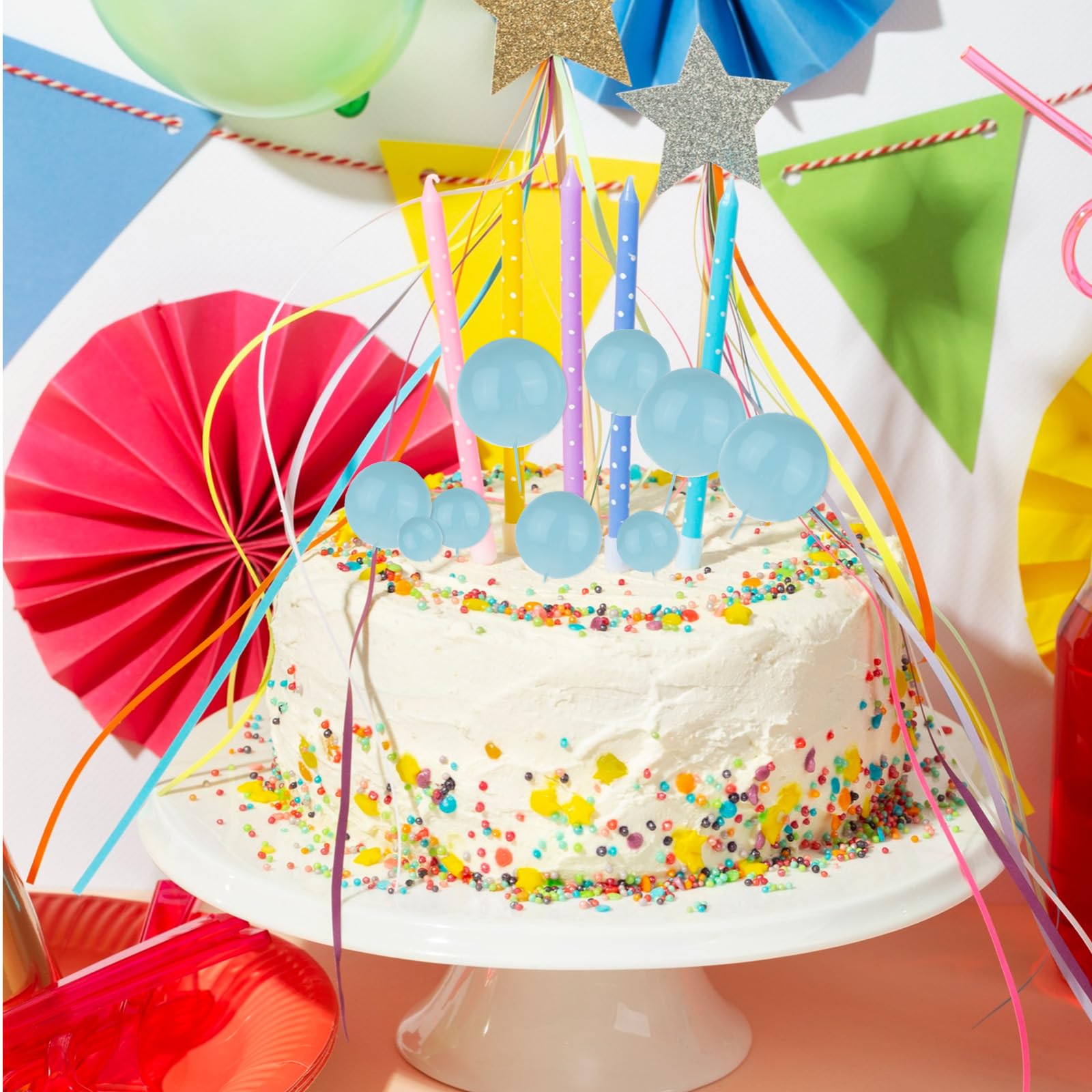 20 Stück Blau Kugeln Tortendeko Mini Schaumkugeln Cake Topper 4 Größen Kuchen Dekoration Kugel für Geburtstag Hochzeit Baby Shower Feierfest