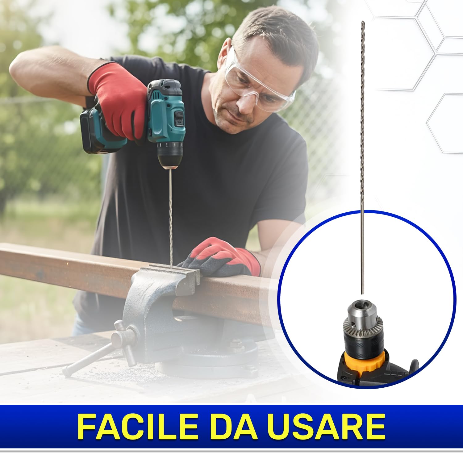 HSS Punta Trapano Metallo Professionali Ø 8,5 mm 240 mm in Acciaio Legato Temprato M2 - Punta Trapano Ferro Professionali Utilizzata per Ferro Acciaio Metalli Non Ferrosi - MONTERAL