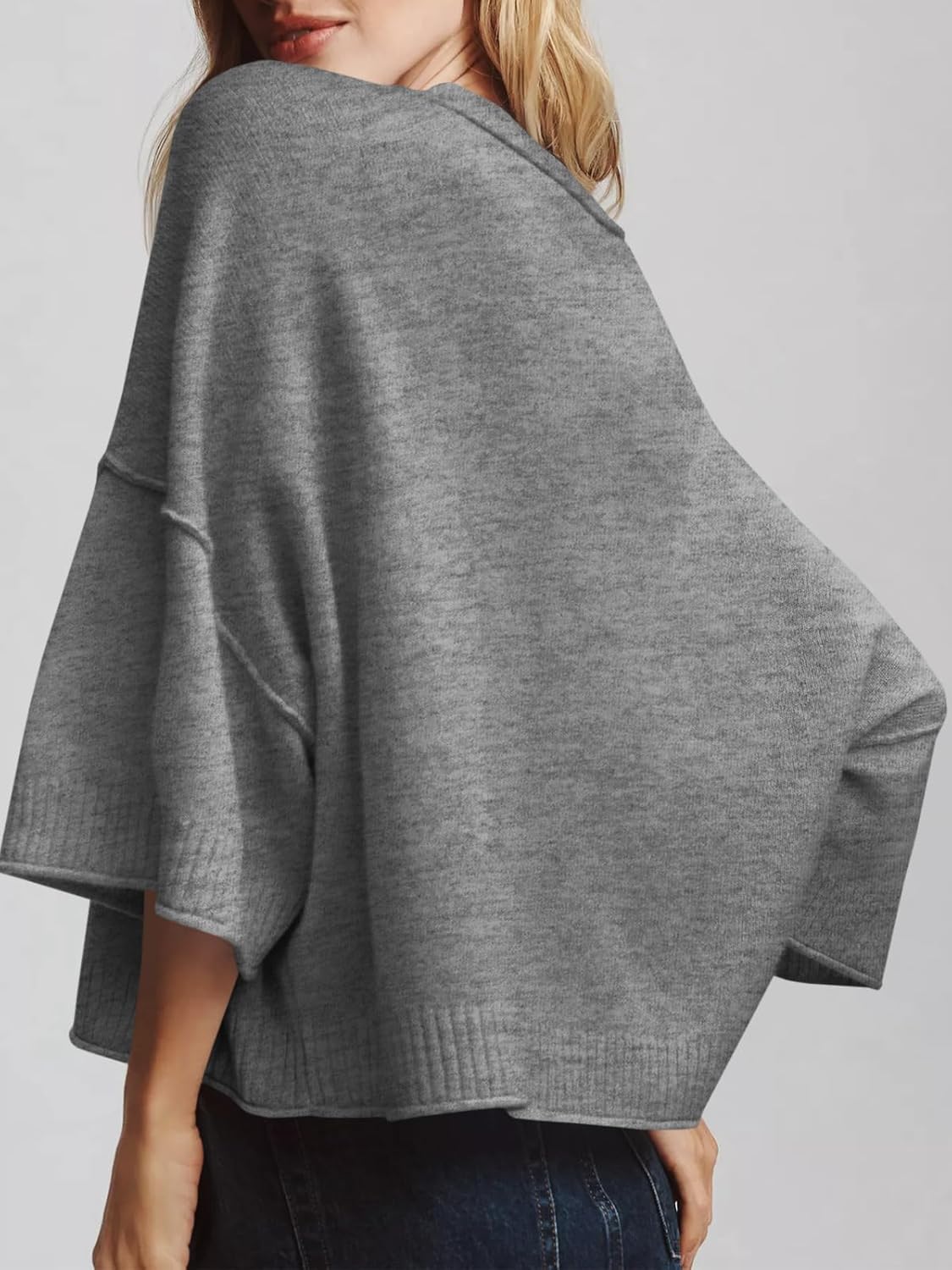 Saodimallsu Womens Short Sleeve Sweater Summer Oversized Cropped Sweaters Casual Crewneck Lightweight Knit Tops - Image 4