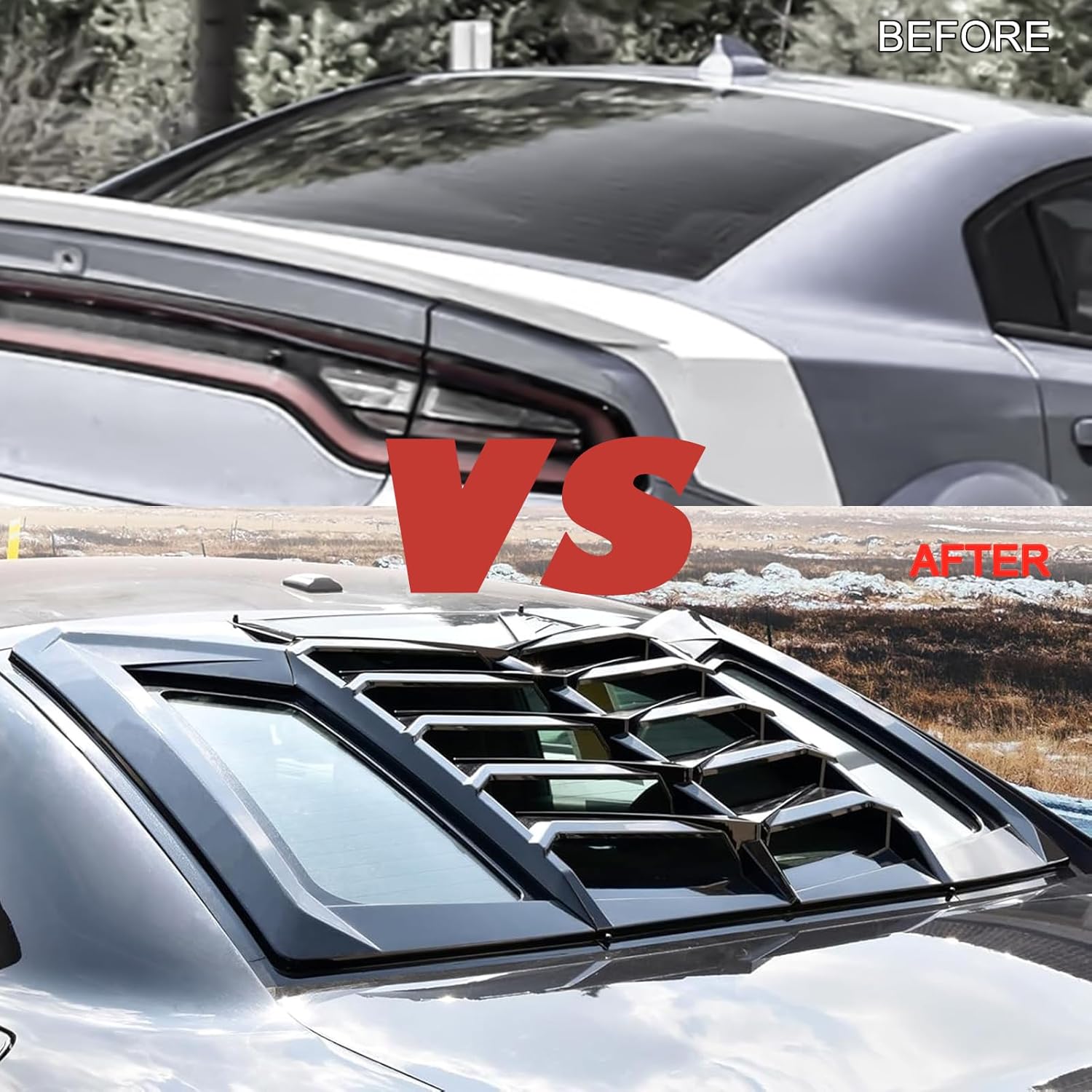 Rear Window Louver for Dodge Charger 2011-2023, Windshield Sun Shade Cover Lambo Style (Glossy Black)