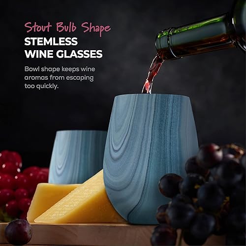 Miniatura 4 de Vasos de vino irrompibles de acero inoxidable, juego de 4 copas de vino de 18 onzas. Juego de copas de vino para vino rojo y blanco sin tallo de