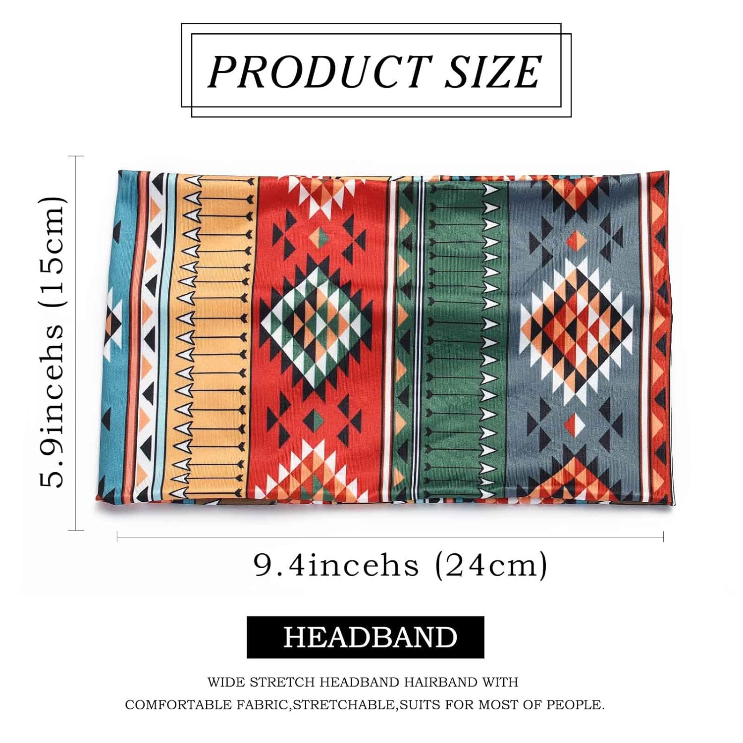 Olbye Boho Headbands Women Wide Head Bands Turban Elastic Nonslip Hairbands Workout Yoga Hair Scarfs Running Sweatband African Bohemian Head Wraps Fashion Hair Accessories for Women (G-Printing)