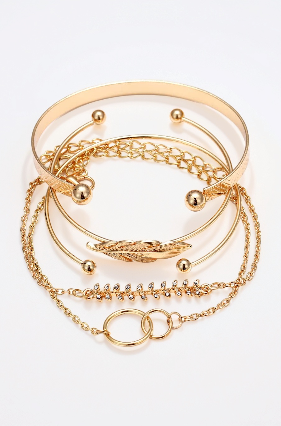 Set of 5 Stylish Multilayer Crystal Bangle Gold Plated Bracelet for Women and Girls (Golden) (13075b), One Size