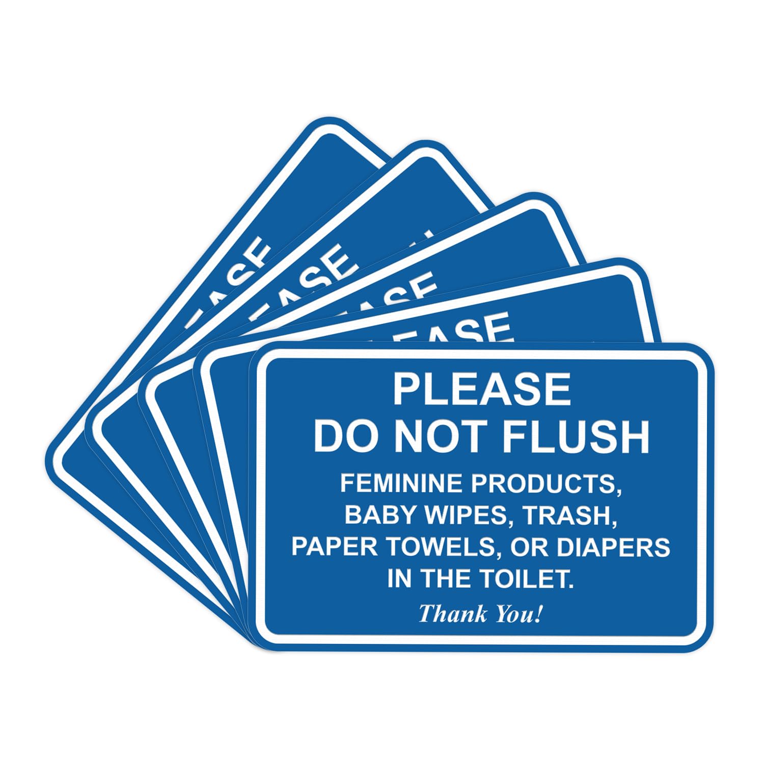 All Quality Classic Framed Please Do Not Flush Thank You Bathroom Etiquette Sign - 4" x 6" (Blue) 5 Pack