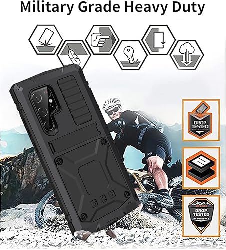 Miniatura 8 de Funda de metal para Samsung S23 Ultra Aluminio Grado Militar Armor Rugged Case con soporte de metal protector de pantalla prueba de caídas a prueba