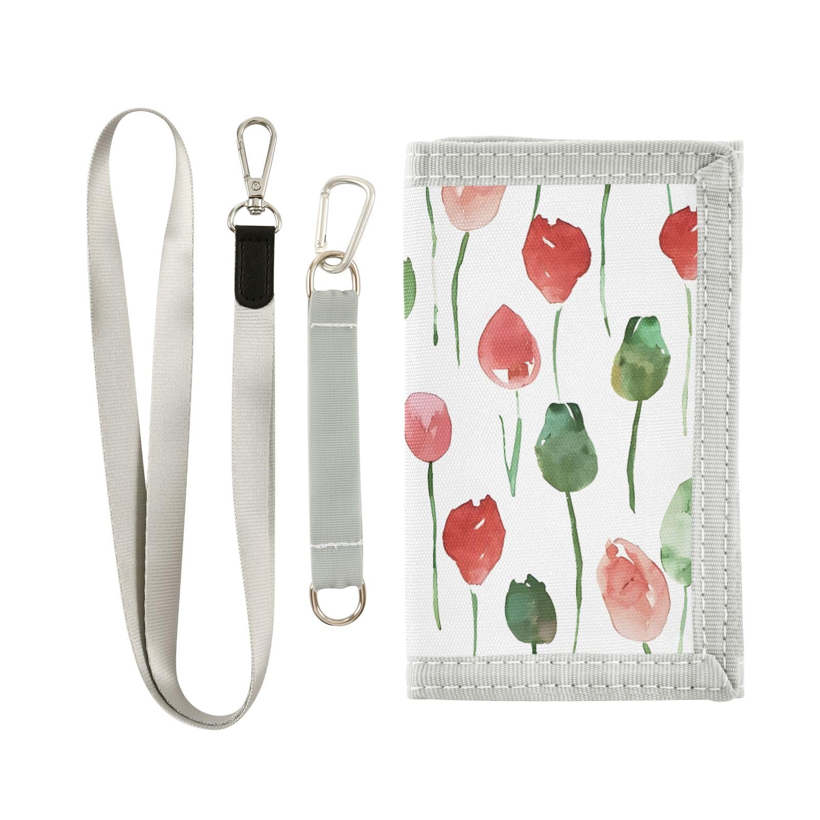 ALAZA Kids Wallets for Boys Girls Toddler Trifold Wallet Children Small Abstract Tulips Watercolor with Zipper Coin Pocket