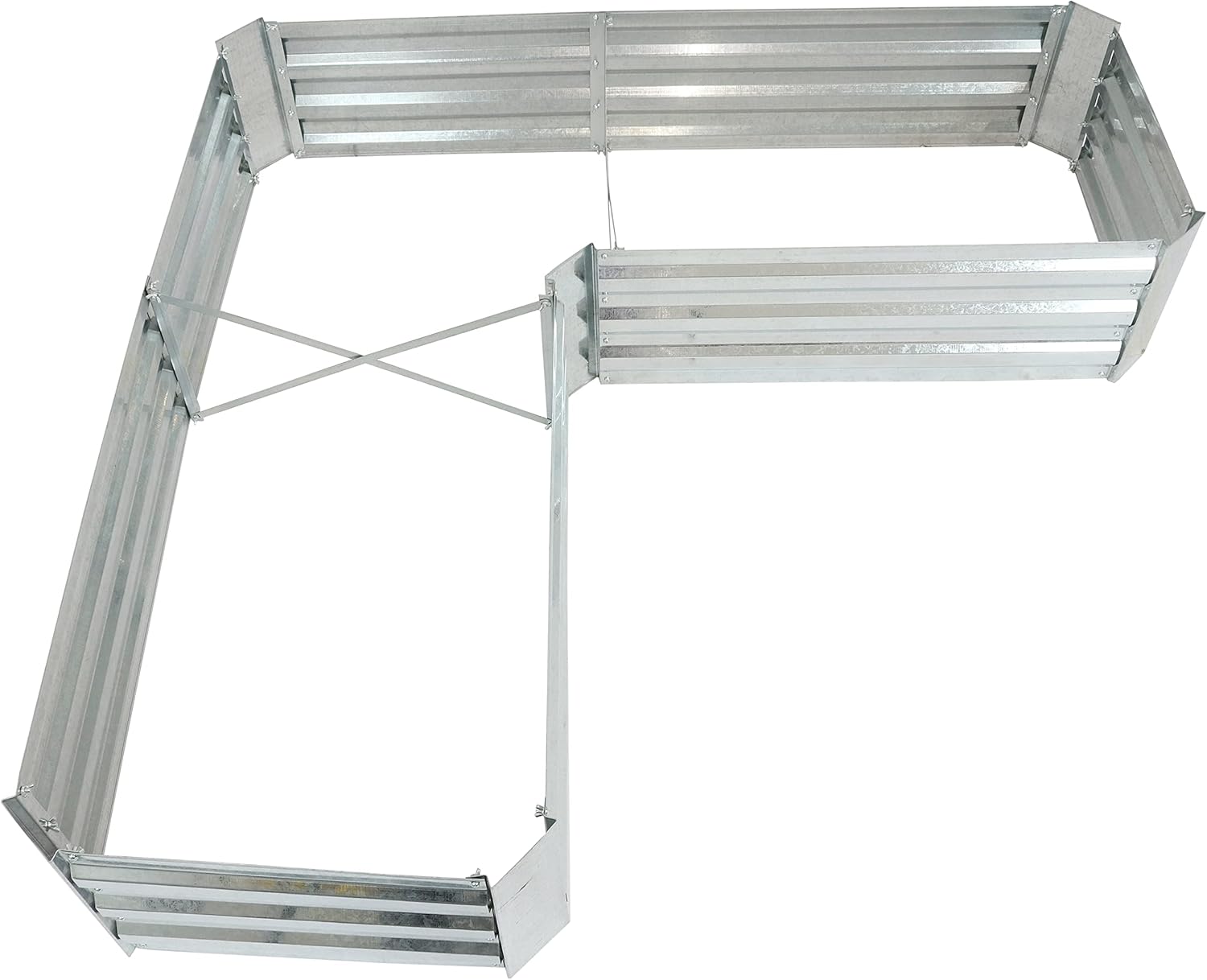 Silver Galvanized Steel L-Shaped Raised Garden Bed