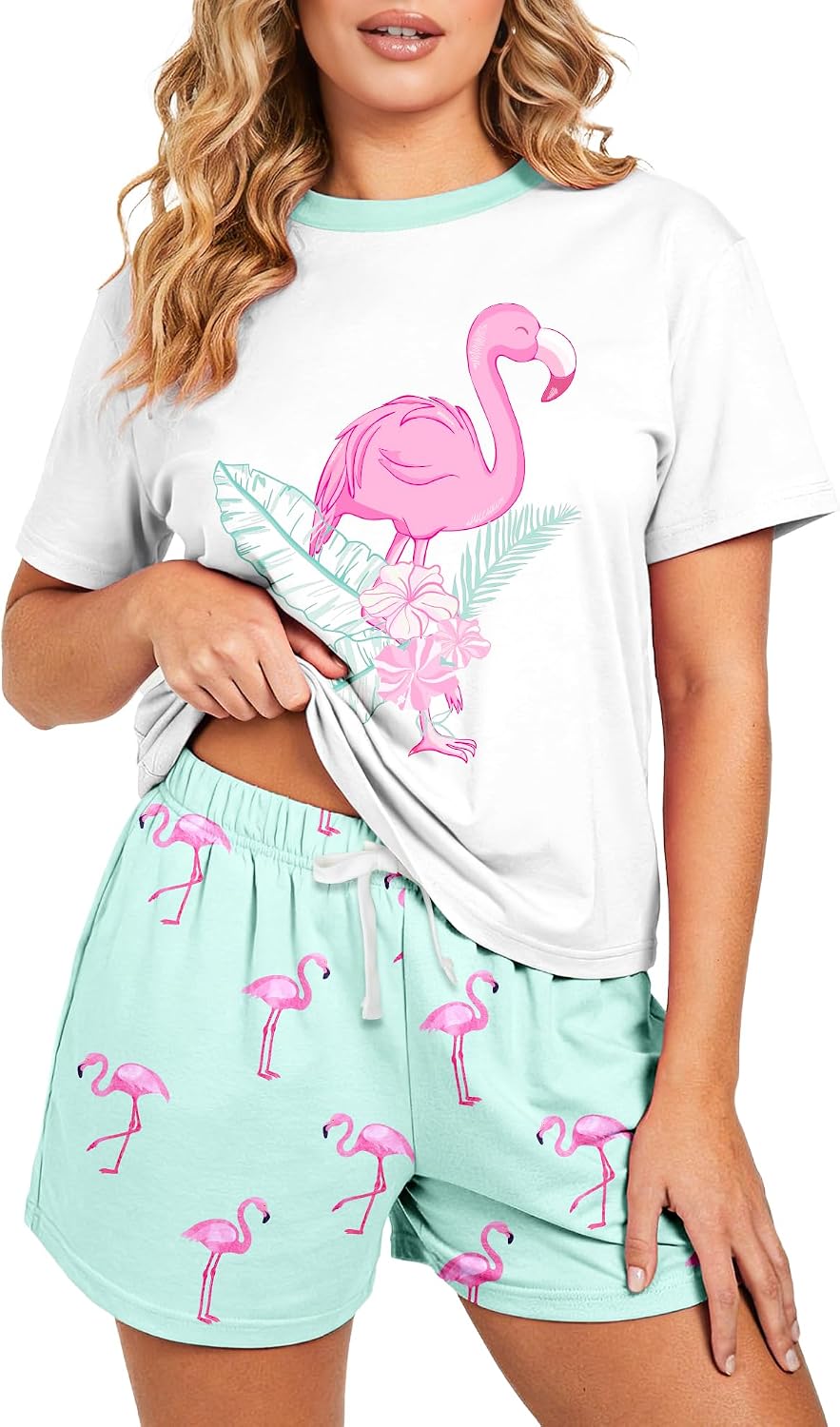 Womens Pajama Sets 2 Piece Short Sleeve Top and Shorts Sleepwear for Women Lounge Summer Pjs