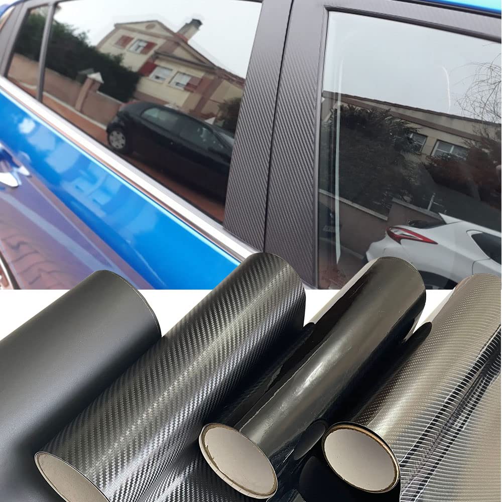 Autofolie 3D -Kohlefaser -Vinyl -Wickelfilm glänzend schwarzer mattes schwarzes Selbstklebstoff Vinyl Car Wrap Folie Aufkleber Konsole Computer Laptop Haut Auto Folie ( Color : Glossy Black , Size : 5
