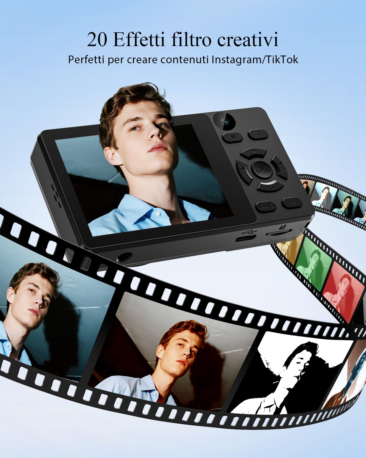 Macchina Fotografica Digitale 64MP 4K con Doppio Obiettivo,Batteria da 2000 mAh,Scocca in Lega di Zinco,Schermo LCD da 2,8",Zoom Digitale 18x per Principianti(Nero,NESSUNA SCHEDA SD)