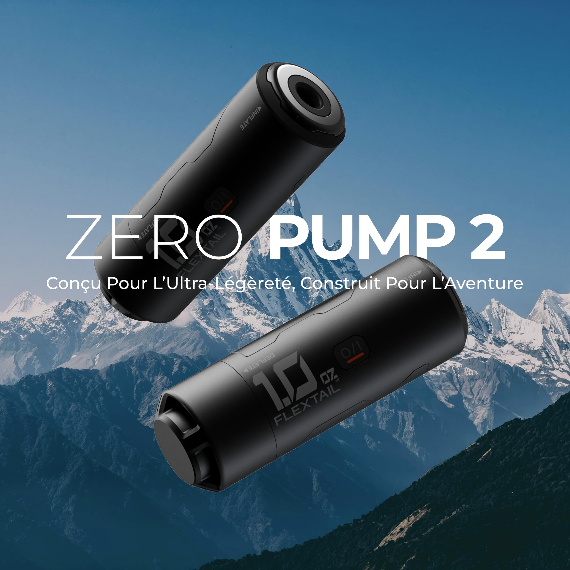 FLEXTAILGEAR Mini pompe à air, 28 g, ultralégère, 3,5 kPa 200 l/min, gonflage et dégonflage rapides, batterie interchangeable, 6 buses pour matelas de camping, matelas à air, sacs sous vide