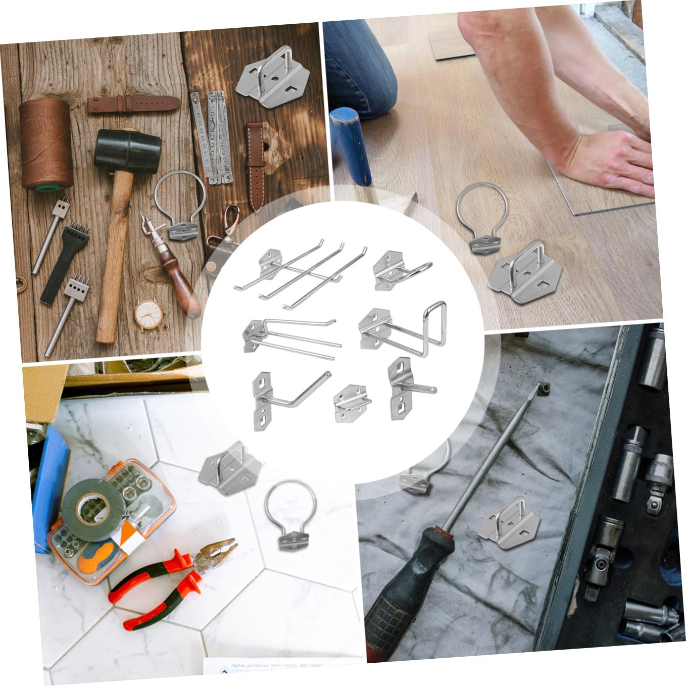Ciieeo Set 7 Ganci per Appendere Utensili in per Garage Ganci da Multifunzionali per Organizzazione Utensili Robusto e Pratico