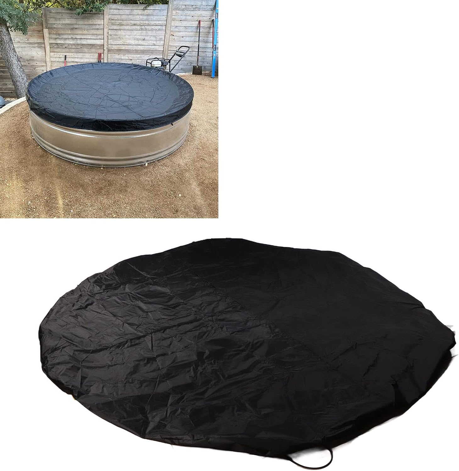 10ft Swimming Pool Cover, Heat Insulation, Black Round Oxford Cloth Winter Pool Cover with Convenient Storage for Barbecue Grill