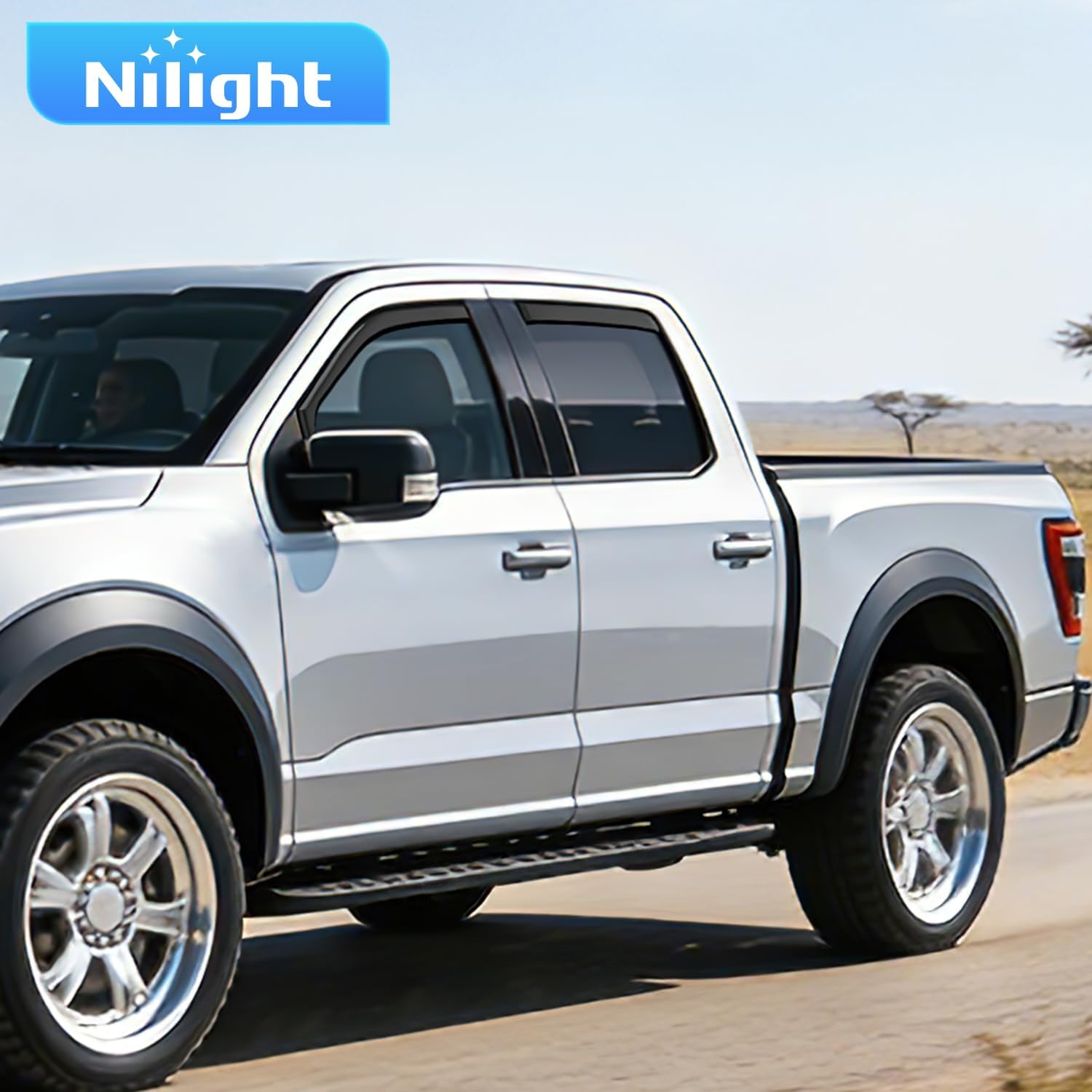 Nilight in-Channel Rain Guards for Ford F150 SuperCrew 2015 2016 2017 2018 2019 2020,Window Visors Vent Deflectors, Smoke Tinted, Wind & Rain Protection, Car Wash Safe – 4PCS