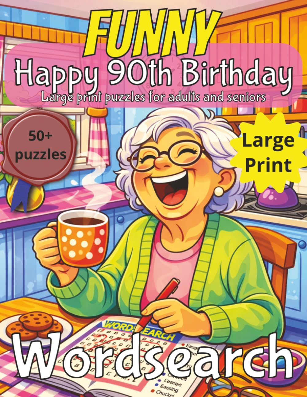 Funny 90th Birthday Word Search for Women: 90th Birthday Gift Women | Funny Present | Gag Gift |Gifts for Women | Present for Senior | 90 Year old ... | Fun Gift Elderly | Grandma 90th Present