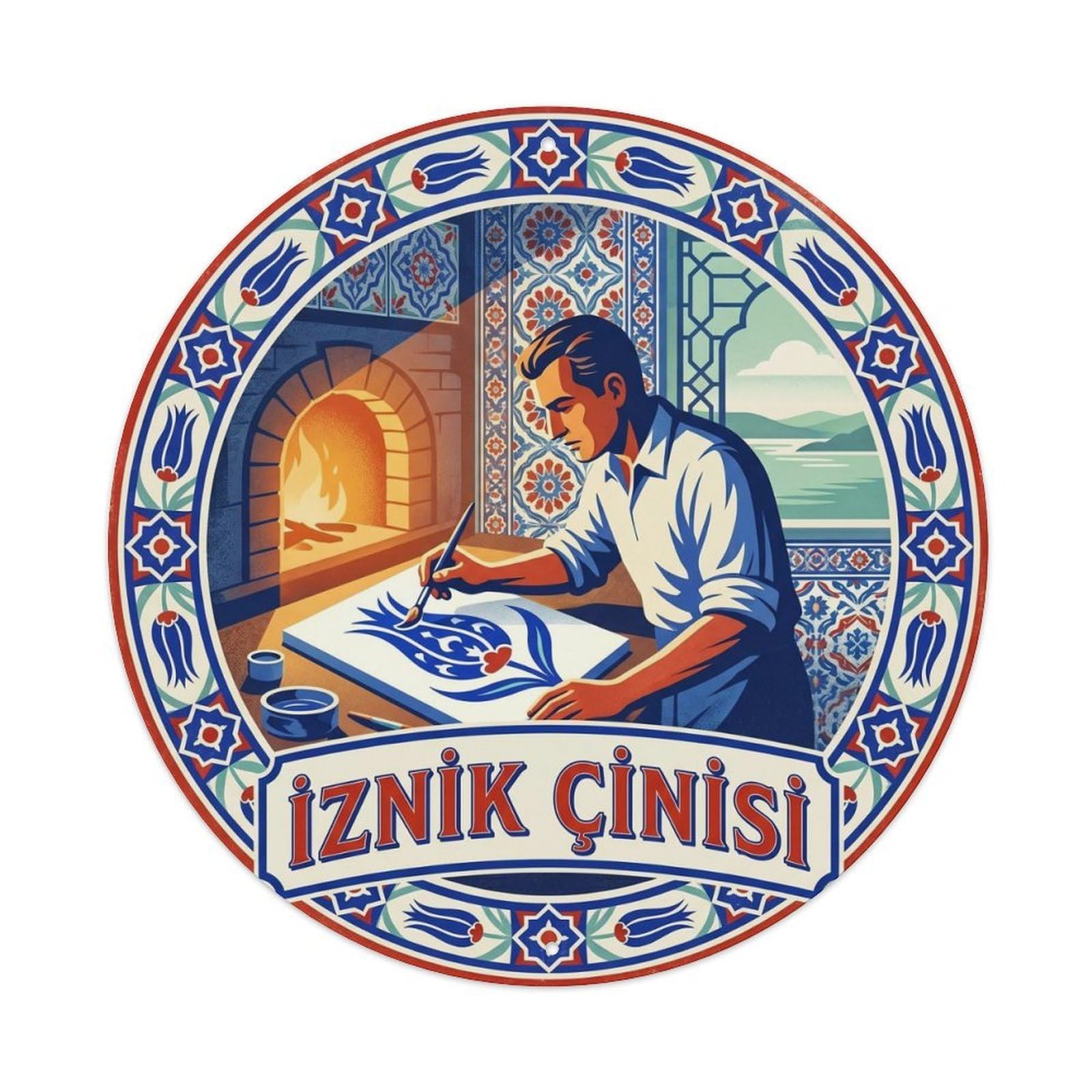 Iznik Tile Workshop Turkish Craft Culture Metal Tin Sign