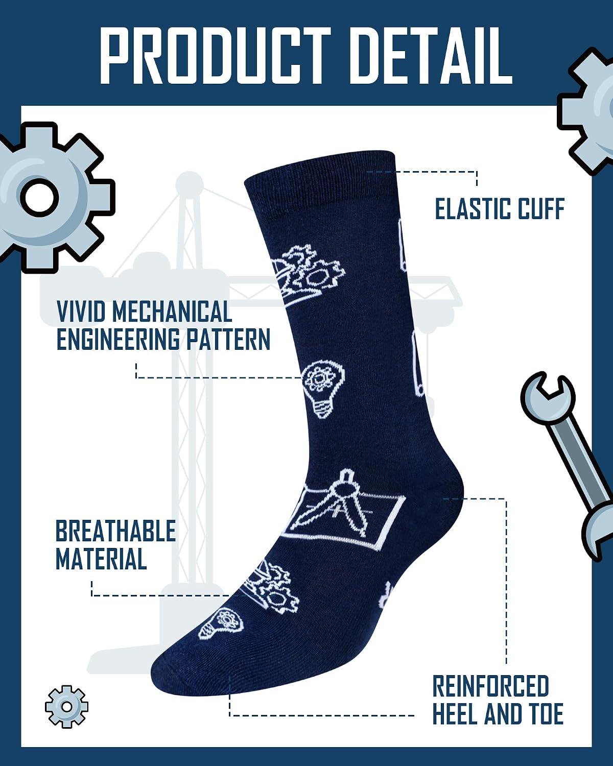 Eurzom 6 Pairs Novelty Engineering Socks for Men Engineer Gift image 5