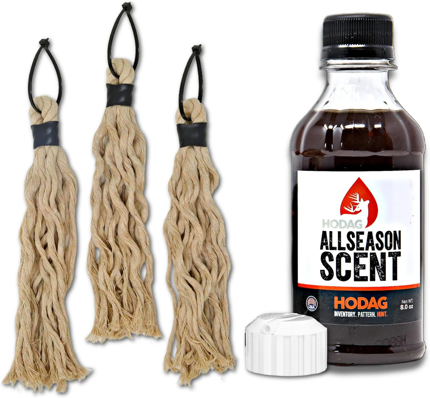 HODAG HempScent Scrape Tassel (3 Pack) and 8 oz. AllSeason Scent Bundle