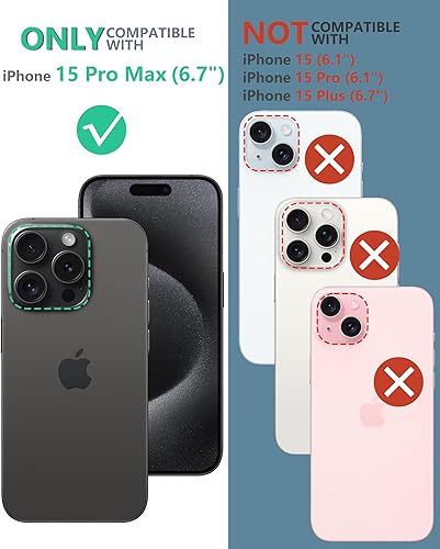 Miniatura 2 de FNTCASE Funda de teléfono para iPhone 15-Pro-Max con funda de clip para cinturón y soporte, cubierta de protección de grado militar resistente a