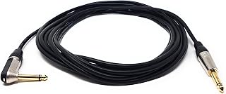 MainCore 6m Right Angle MONO Jack 6.35mm to 6.35mm Audio Cable Lead for Guitar/Amplifier/Effects Pedal/AMP/Speaker/Mixer/Gold Plated Connectors (Available in 2m, 3m, 5m, 6m) (6m)