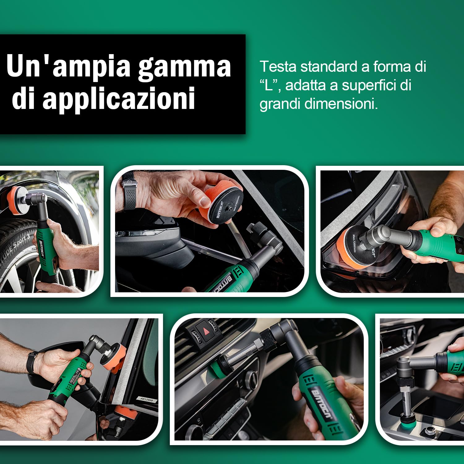 BATOCA S6 Mini Lucidatrice Batteria,12V Auto Lucidatrice per Dettagli,25mm/50mm/75mm Set Lucidatura Professionale,Cura della Vernice,Macchina per Lucidare DA&RO,1000-5000RPM&4200-21000RPM,Multiuso