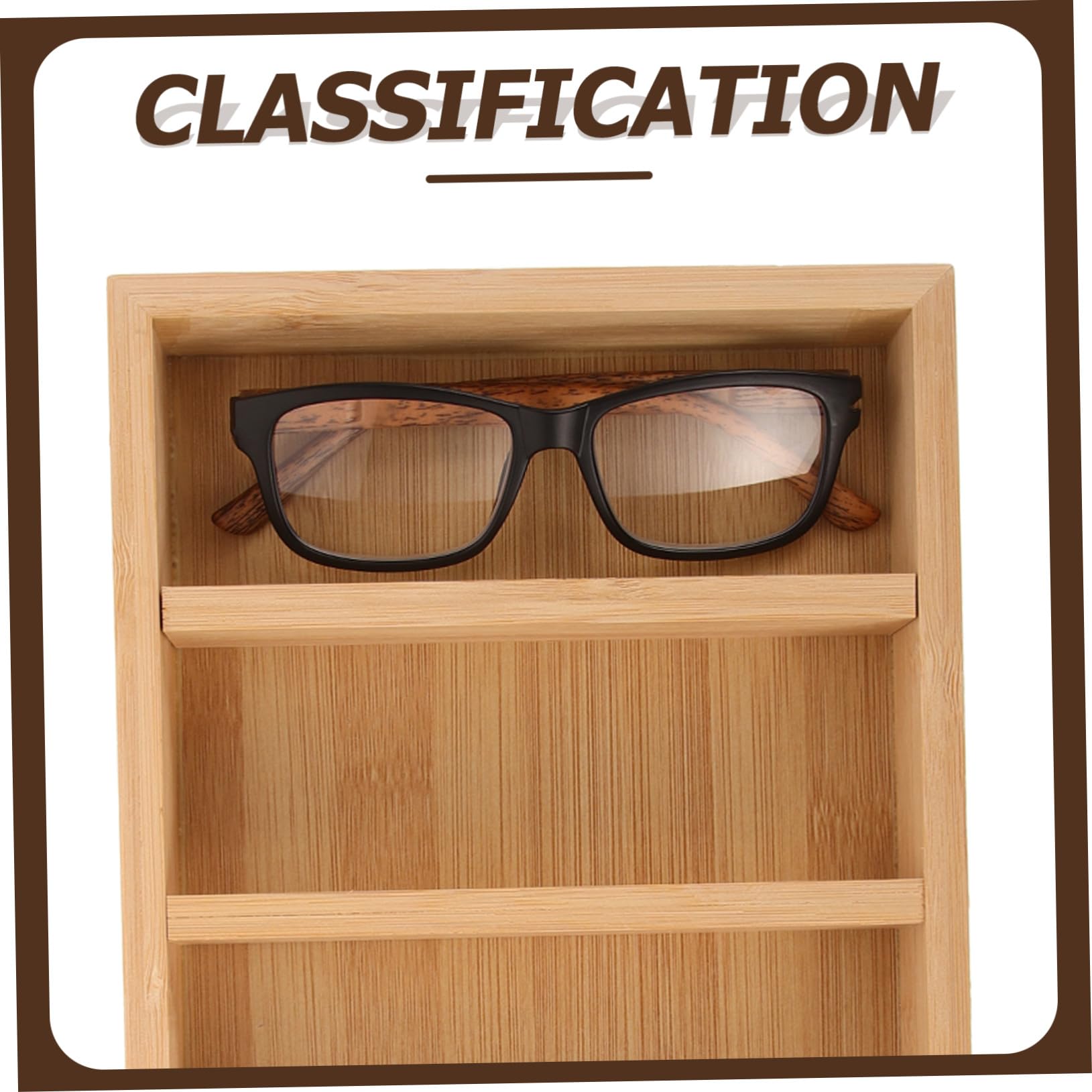 Bandeja Organizadora 5 Compartimentos 2 Piezas de Madera para Gafas de Sol | Khaki, Vitrina para Gafas de Sol para Tienda y Escaparate, Celebracion Verano, Organizador de Almacenamiento de Gafas de Sol