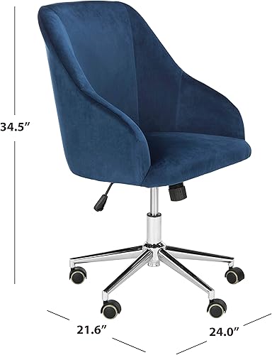 Miniatura 3 de Safavieh Casa Adrienne Silla de oficina giratoria copetuda de terciopelo azul marino y patas cromadas Azul marino/cromado,Gris/cromo