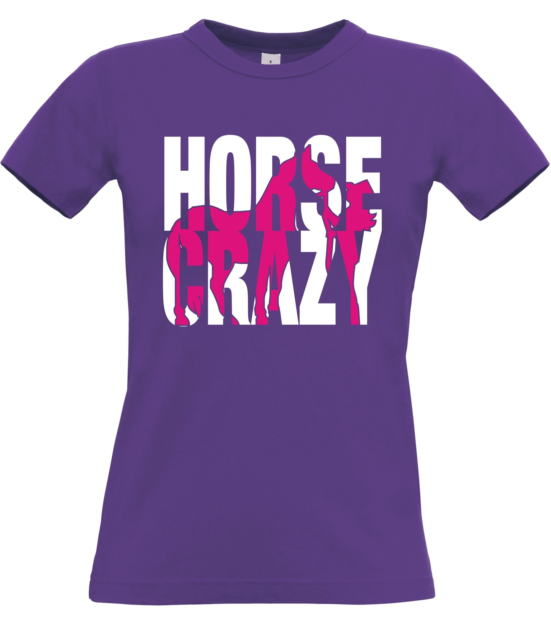 Edward Sinclair Women's Purple Xl (38/39") T-Shirt 'Horse Crazy' With White And Hot Pink Print